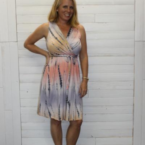 Tye Dye Pink and Lavender Summer Dress - Picture 3 of 5